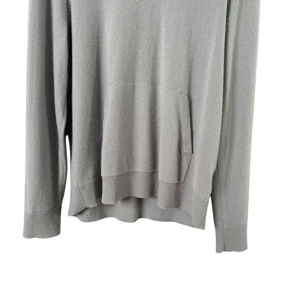 Club Monaco Cashmere Hoodie Sweater in Light Gray w/ Kangaroo Pocket, Size Large - Picture 4 of 9